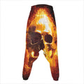 Skull In Flames Print Hammer Pants