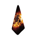 Skull In Flames Print Hand Towel