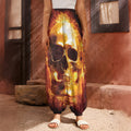 Skull In Flames Print Harem Pants