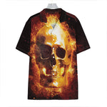 Skull In Flames Print Hawaiian Shirt