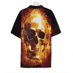 Skull In Flames Print Hawaiian Shirt