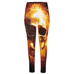 Skull In Flames Print High-Waisted Pocket Leggings