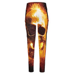 Skull In Flames Print High-Waisted Pocket Leggings
