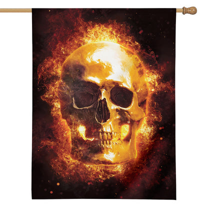 Skull In Flames Print House Flag