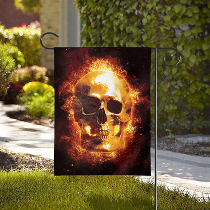 Skull In Flames Print House Flag