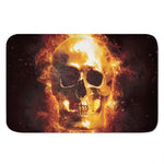 Skull In Flames Print Indoor Door Mat