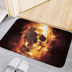Skull In Flames Print Indoor Door Mat