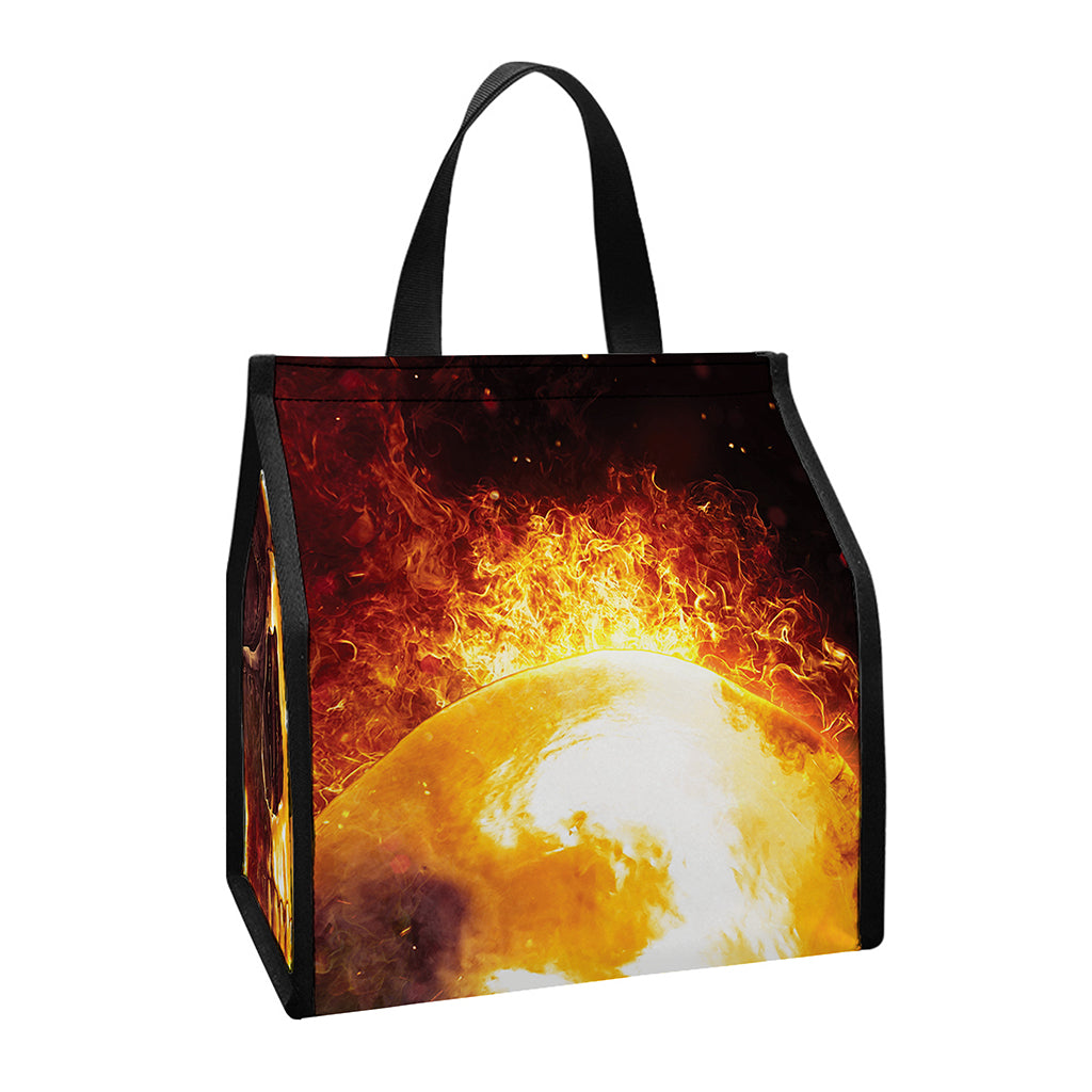 Skull In Flames Print Insulated Lunch Tote