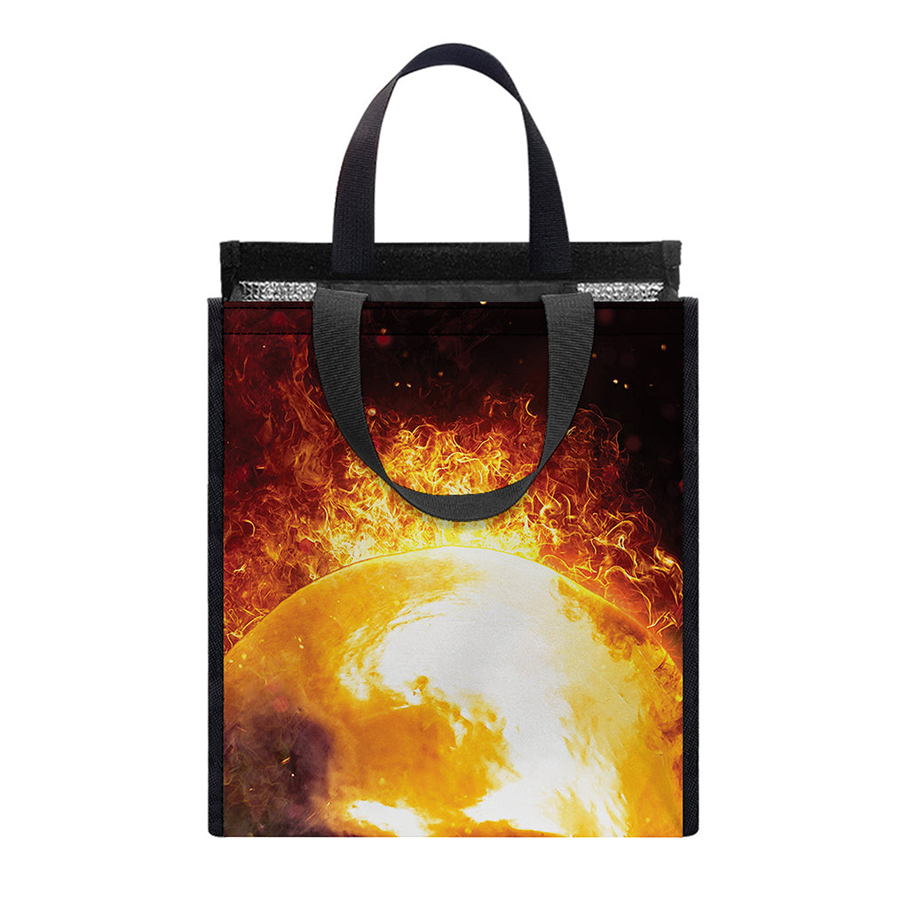 Skull In Flames Print Insulated Lunch Tote