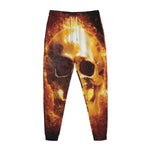 Skull In Flames Print Jogger Pants