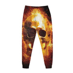 Skull In Flames Print Jogger Pants