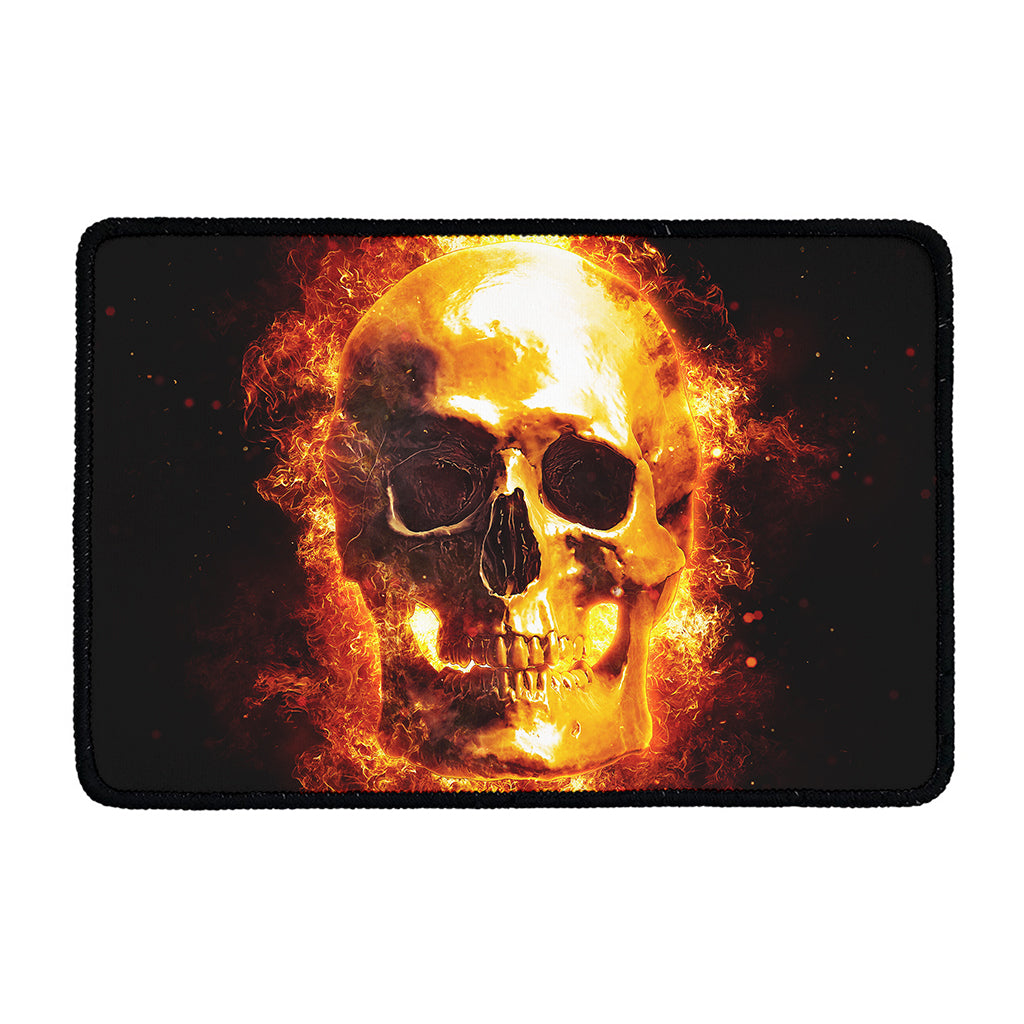 Skull In Flames Print Kitchen Mat