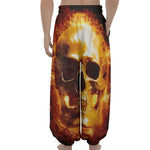 Skull In Flames Print Lantern Pants