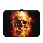 Skull In Flames Print Laptop Sleeve