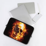 Skull In Flames Print Laptop Sleeve