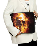 Skull In Flames Print Laptop Sleeve