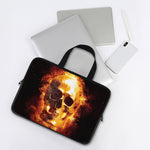 Skull In Flames Print Laptop Sleeve With Handle