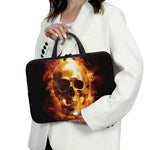 Skull In Flames Print Laptop Sleeve With Handle