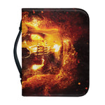 Skull In Flames Print Leather Bible Cover