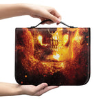 Skull In Flames Print Leather Bible Cover