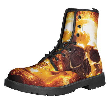 Skull In Flames Print Backpack