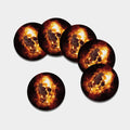 Skull In Flames Print Leather Coaster Set