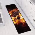 Skull In Flames Print Long Kitchen Mat