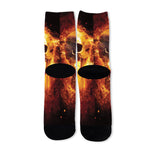 Skull In Flames Print Long Socks