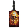 Skull In Flames Print Luggage Tag