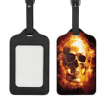 Skull In Flames Print Luggage Tag