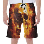 Skull In Flames Print Men's Beach Shorts
