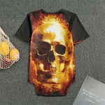 Skull In Flames Print Men's Bodysuit