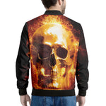 Skull In Flames Print Men's Bomber Jacket
