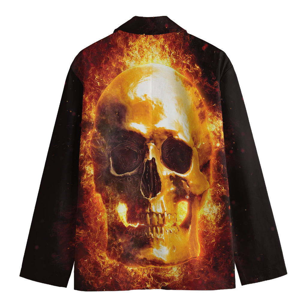 Skull In Flames Print Men's Cotton Blazer