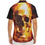 Skull In Flames Print Men's Deep V-Neck Shirt