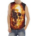 Skull In Flames Print Men's Fitness Tank Top