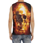 Skull In Flames Print Men's Fitness Tank Top