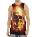 Skull In Flames Print Men's Muscle Tank Top
