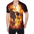 Skull In Flames Print Men's Shirt