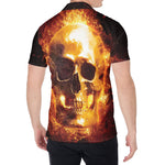 Skull In Flames Print Men's Shirt
