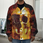 Skull In Flames Print Men's Shirt Jacket