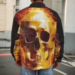 Skull In Flames Print Men's Shirt Jacket