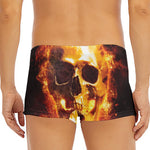 Skull In Flames Print Men's Short Boxer Briefs