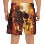 Skull In Flames Print Men's Split Running Shorts