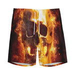 Skull In Flames Print Men's Sports Shorts