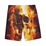 Skull In Flames Print Men's Sports Shorts