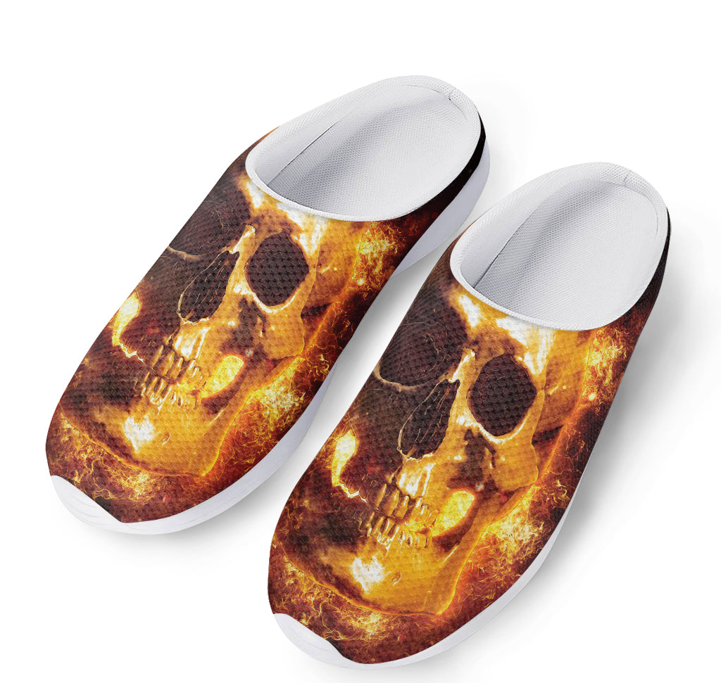 Skull In Flames Print Mesh Casual Shoes