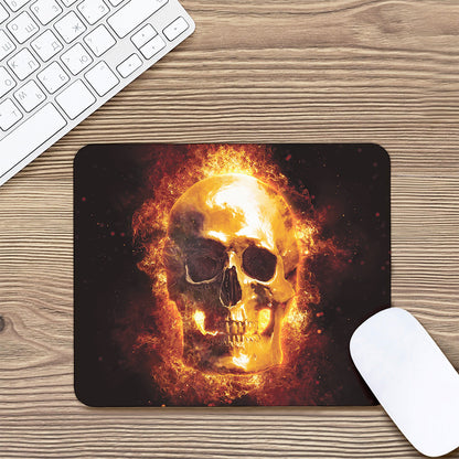 Skull In Flames Print Mouse Pad