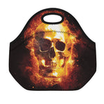 Skull In Flames Print Neoprene Lunch Bag