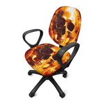 Skull In Flames Print Office Chair Cover